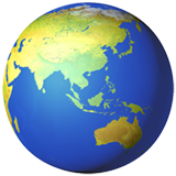 Globe Showing Asia-Australia, the design in this release