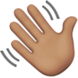 waving hand: medium skin tone — Apple