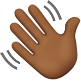 waving hand: medium-dark skin tone — Apple
