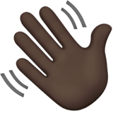 waving hand: dark skin tone — Apple