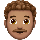 Man: Medium Skin Tone, Curly Hair, the design in this release