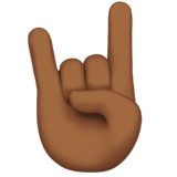 sign of the horns: medium-dark skin tone — Apple
