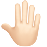 raised back of hand: light skin tone — Apple