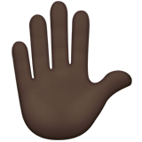 raised hand: dark skin tone — Apple