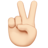 victory hand: light skin tone — Apple