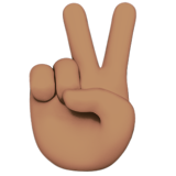 victory hand: medium skin tone — Apple