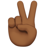 victory hand: medium-dark skin tone — Apple
