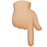 backhand index pointing down: medium-light skin tone — Apple