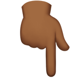 backhand index pointing down: medium-dark skin tone — Apple