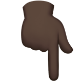 backhand index pointing down: dark skin tone — Apple