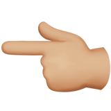 backhand index pointing left: medium-light skin tone — Apple