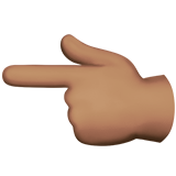 backhand index pointing left: medium skin tone — Apple