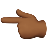 backhand index pointing left: medium-dark skin tone — Apple