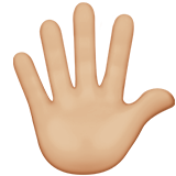 hand with fingers splayed: medium-light skin tone — Apple