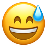 grinning face with sweat — Apple