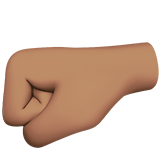 left-facing fist: medium skin tone — Apple