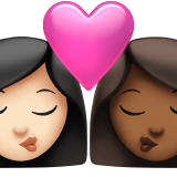 Kiss: Woman, Woman, Light Skin Tone, Medium-Dark Skin Tone, the design in this release
