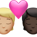 Kiss: Person, Person, Medium-Light Skin Tone, Dark Skin Tone, the design in this release