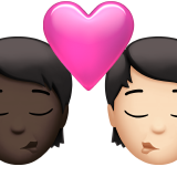 Kiss: Person, Person, Dark Skin Tone, Light Skin Tone, the design in this release
