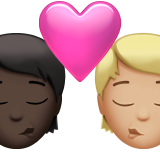 Kiss: Person, Person, Dark Skin Tone, Medium-Light Skin Tone, the design in this release