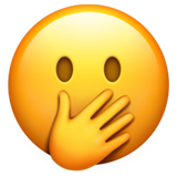 face with open eyes and hand over mouth — Apple