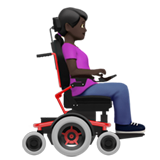 Woman in Motorized Wheelchair Facing Right: Dark Skin Tone, the design in this release