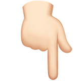 backhand index pointing down: light skin tone as rendered by Apple