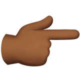 backhand index pointing right: medium-dark skin tone as rendered by Apple