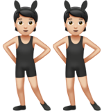 people with bunny ears: light skin tone as rendered by Apple