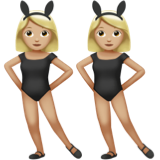 women with bunny ears: medium-light skin tone as rendered by Apple