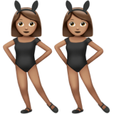 women with bunny ears: medium skin tone as rendered by Apple