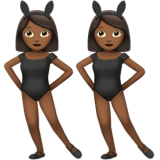women with bunny ears: medium-dark skin tone as rendered by Apple