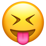 Squinting Face with Tongue as drawn by Apple in iOS 26.4