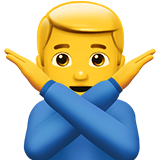 man gesturing NO as rendered by Apple