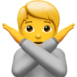 person gesturing NO as rendered by Apple