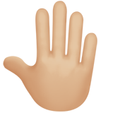 raised back of hand: medium-light skin tone as rendered by Apple