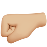 left-facing fist: medium-light skin tone as rendered by Apple