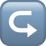 left arrow curving right as rendered by Apple