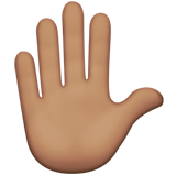 raised hand: medium skin tone as rendered by Apple