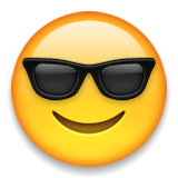Smiling Face with Sunglasses as drawn by Apple in iOS 9.0
