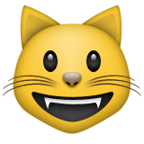 활짝 웃는 고양이 얼굴 as drawn by Apple in iOS 9.0