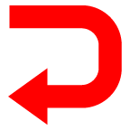 right arrow curving left as rendered by au by KDDI