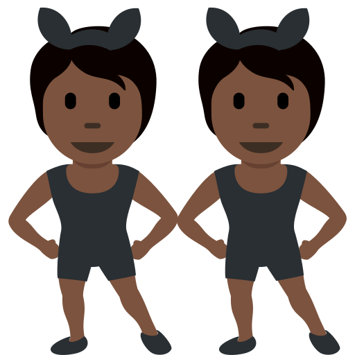 people with bunny ears: dark skin tone as rendered by Discord