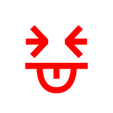 وجه بعينين مغلقتين ولسان متدلٍ as rendered by DoCoMo
