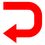 right arrow curving left as rendered by DoCoMo