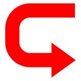 left arrow curving right as rendered by DoCoMo