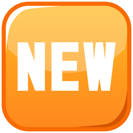 Wort „New“ in blauem Quadrat as rendered by emojidex