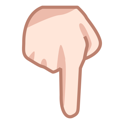 backhand index pointing down: light skin tone as rendered by emojidex