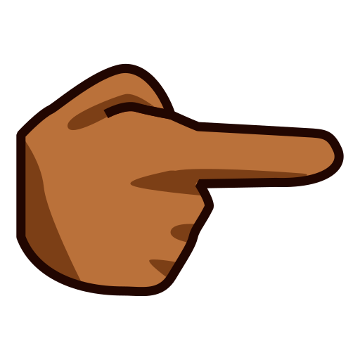 backhand index pointing right: medium-dark skin tone as rendered by emojidex