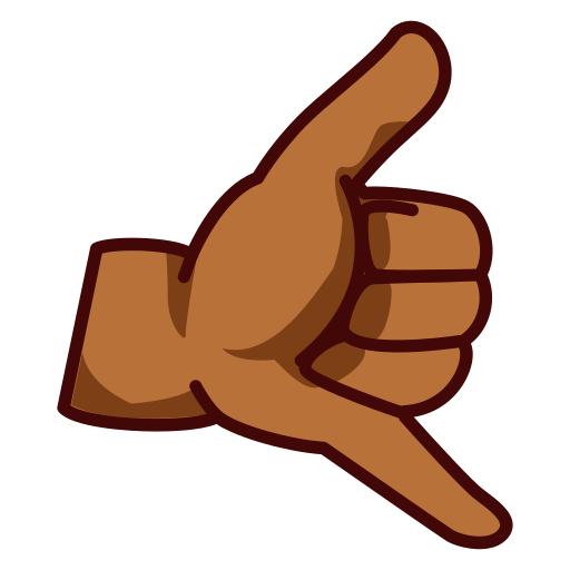 call me hand: medium-dark skin tone as rendered by emojidex